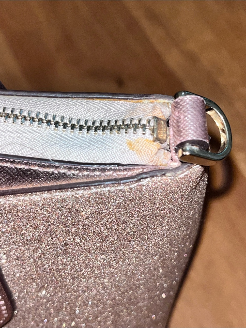 Kate Spade Rose Gold Glitter Tote with Matching Card Holder - Picture 14 of 14